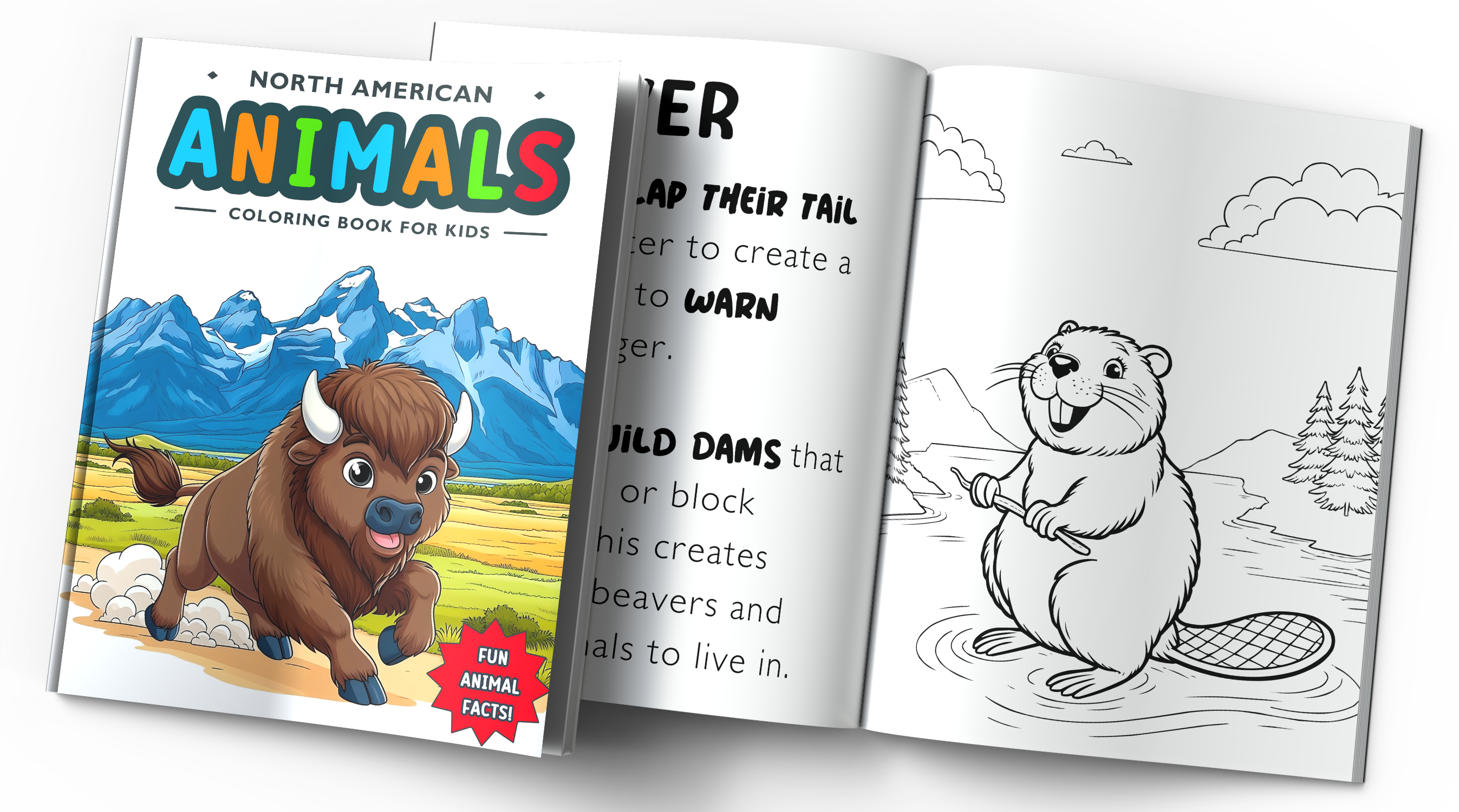 Cover and coloring page for the North American Animals coloring book